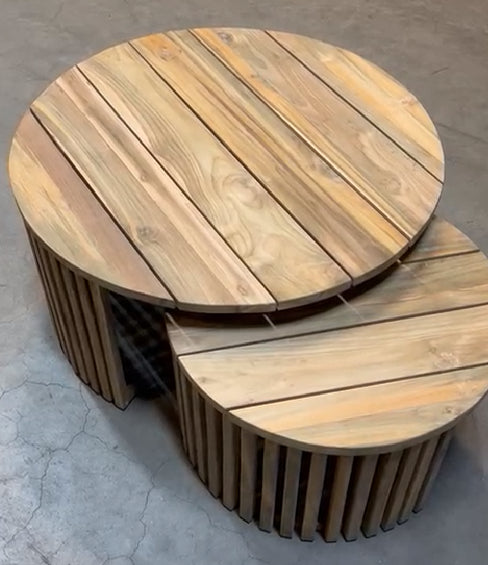 Bijzettafel Tuin Negara Teak set van 2